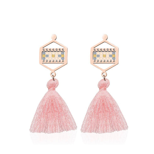 Monterey | 18 Karat Roségold | Boho Fransenohrringe